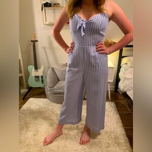 J Crew Preppy Blue White Striped Romper Jumpsuit Size 8